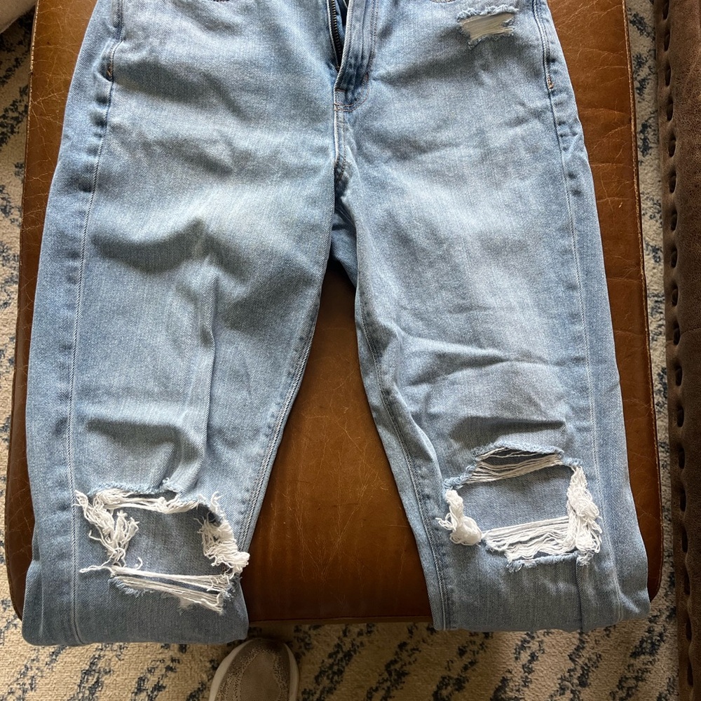 American Eagle Outfitters Blue Boyfriend Jeans Distressed Style